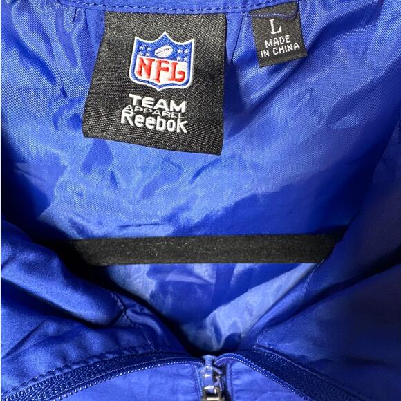 New York Giants Football Reebok SI NFL Team Apparel Windbreaker Jacket Blue Sz L - Picture 7 of 16